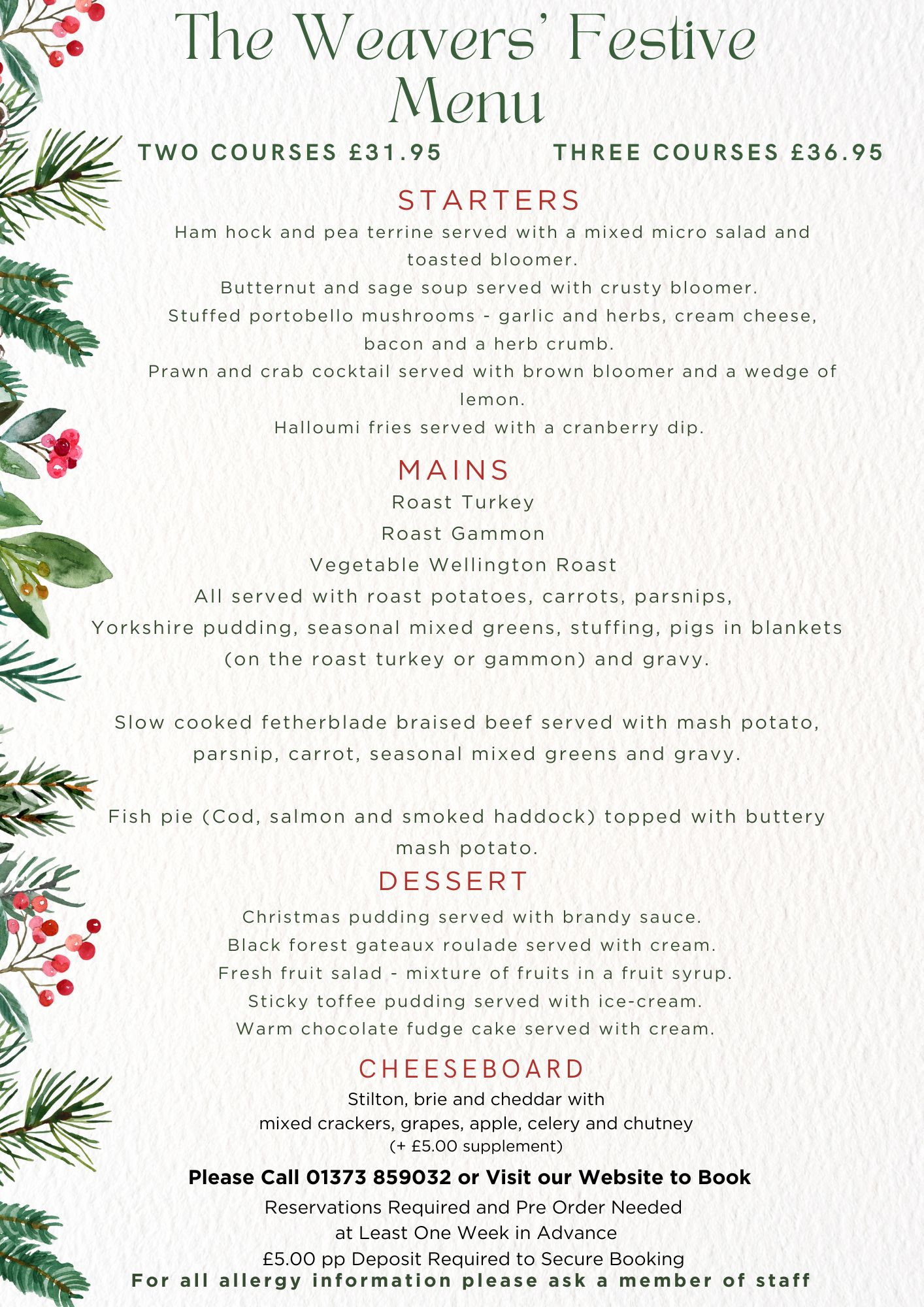 Christmas menu